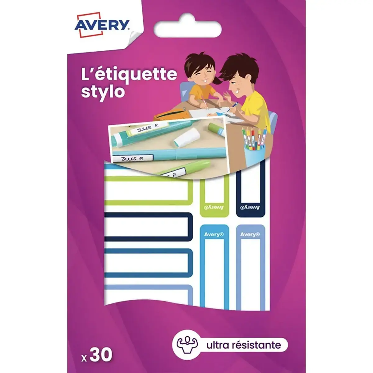 30 Paquets 30 étiquettes stylos - camaïeubleu/vert - 50 x 10 mm photo du produit