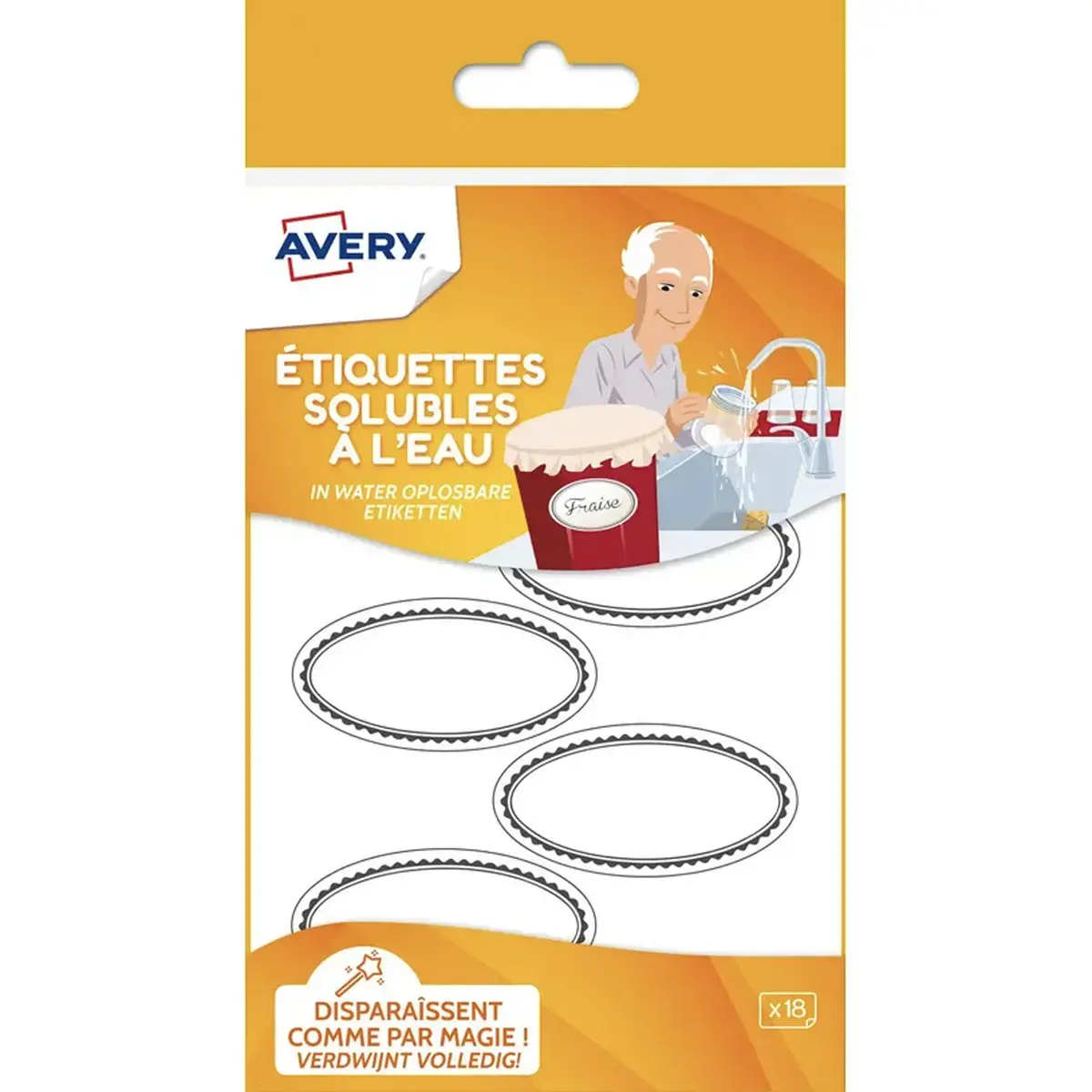 30 Paquets de 18 étiquettes solubles - blanc avec bordure grise - ovale 5 photo du produit