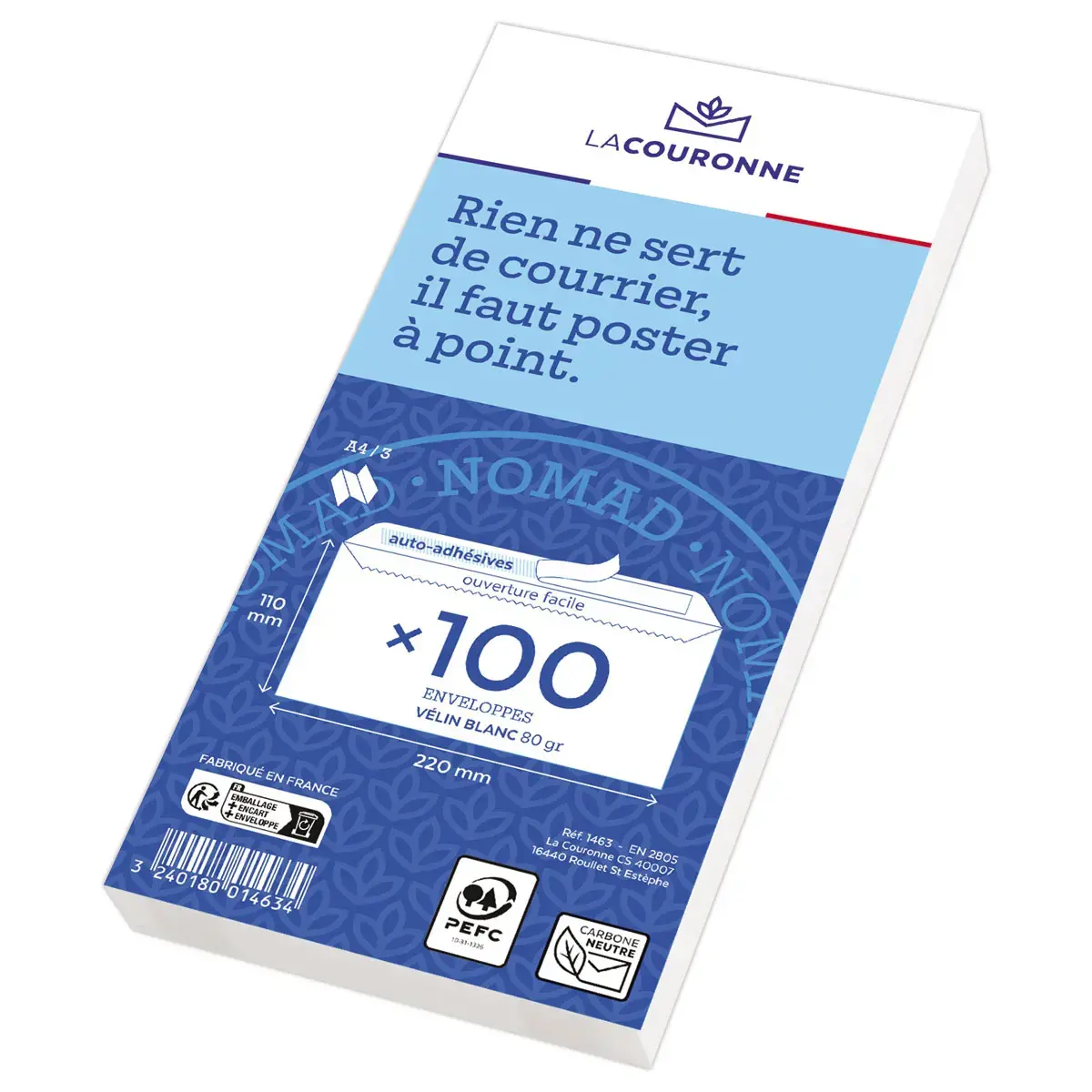 100 Enveloppes blanches DL 110x220 80 g bande siliconée photo du produit