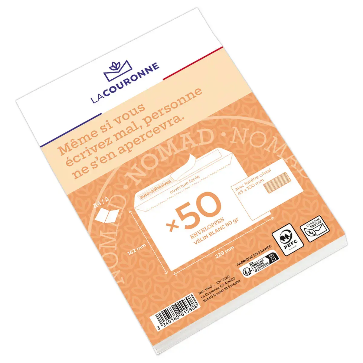 50 Enveloppes blanches C5 80 g fen&ecirc;tre bande silicon&eacute;e photo du produit