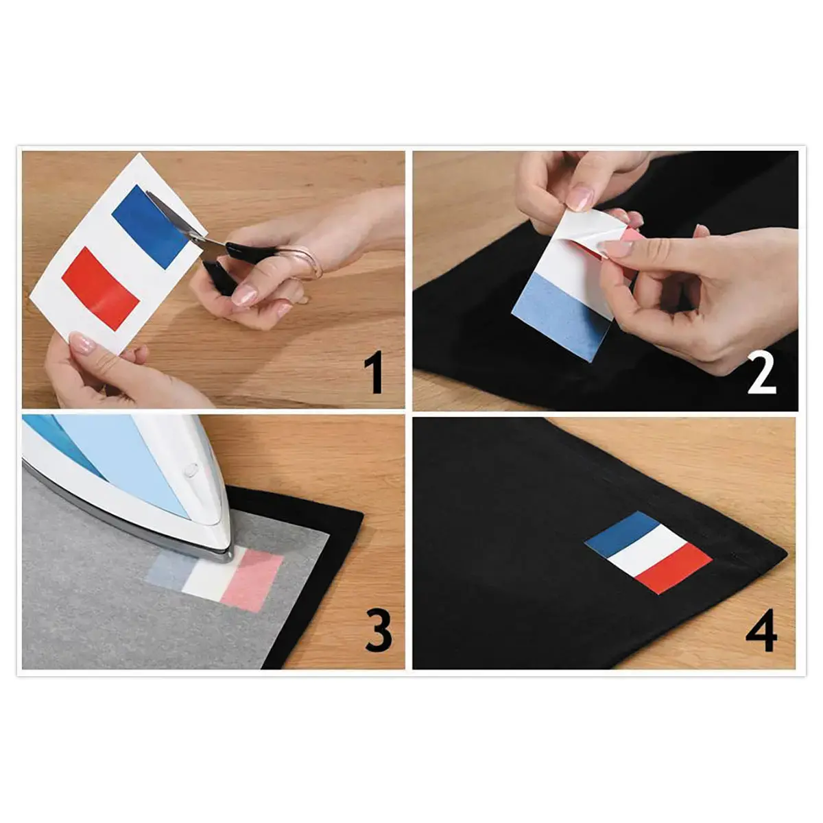 4 Feuilles transfert textile noir ou fonc&eacute; A4 jet d'encre photo du produit