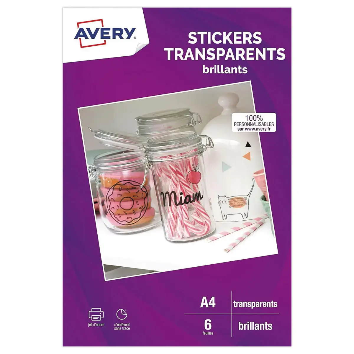6 Stickers transparents A4 brillant permanent jet d'encre photo du produit