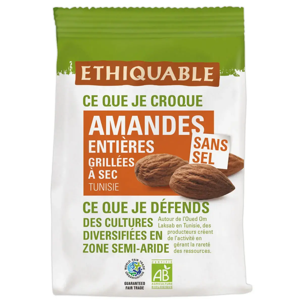 Sachet amandes grill&eacute;es sans sel  - 100g photo du produit