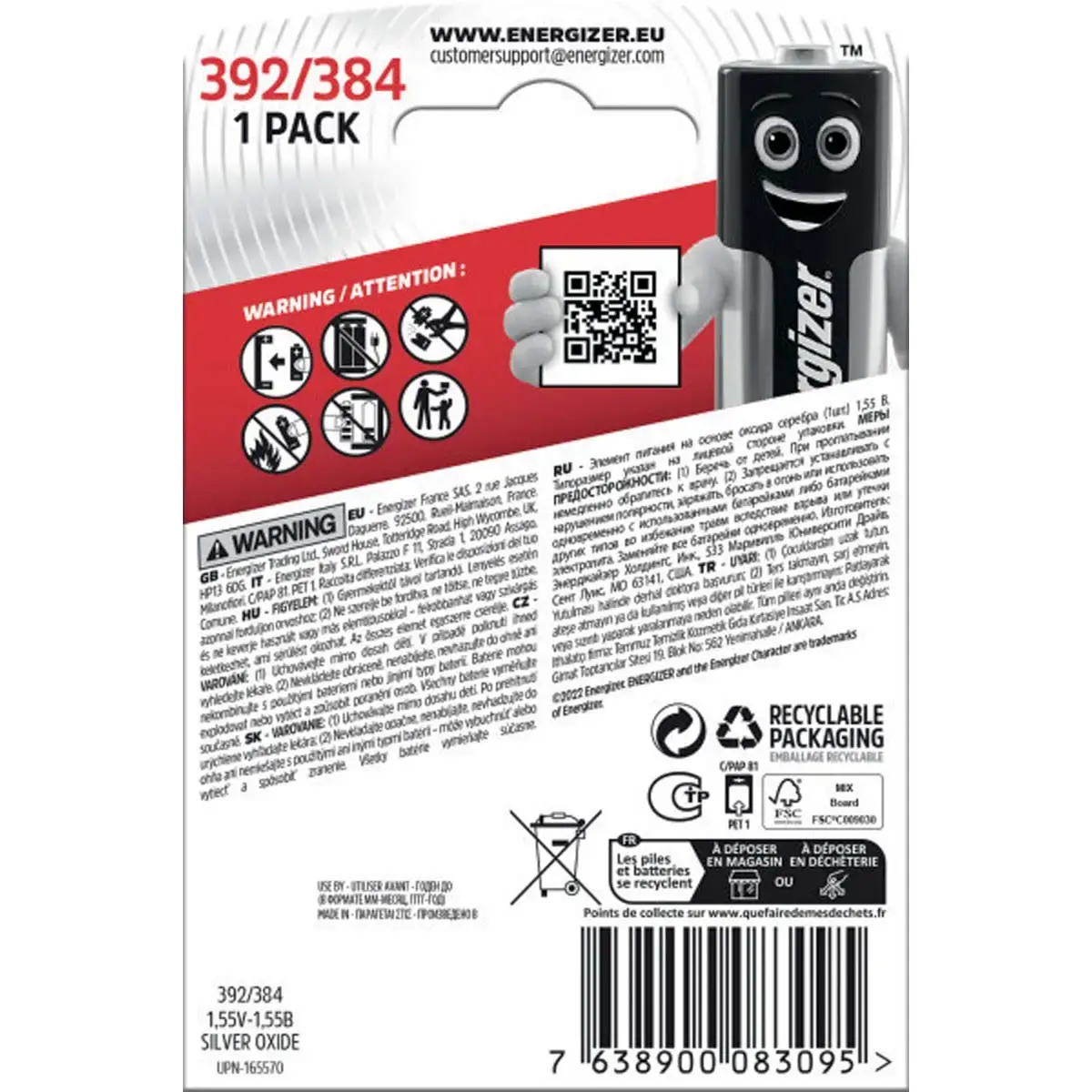 Piles oxyde d'argent 392-384 - Energizer photo du produit