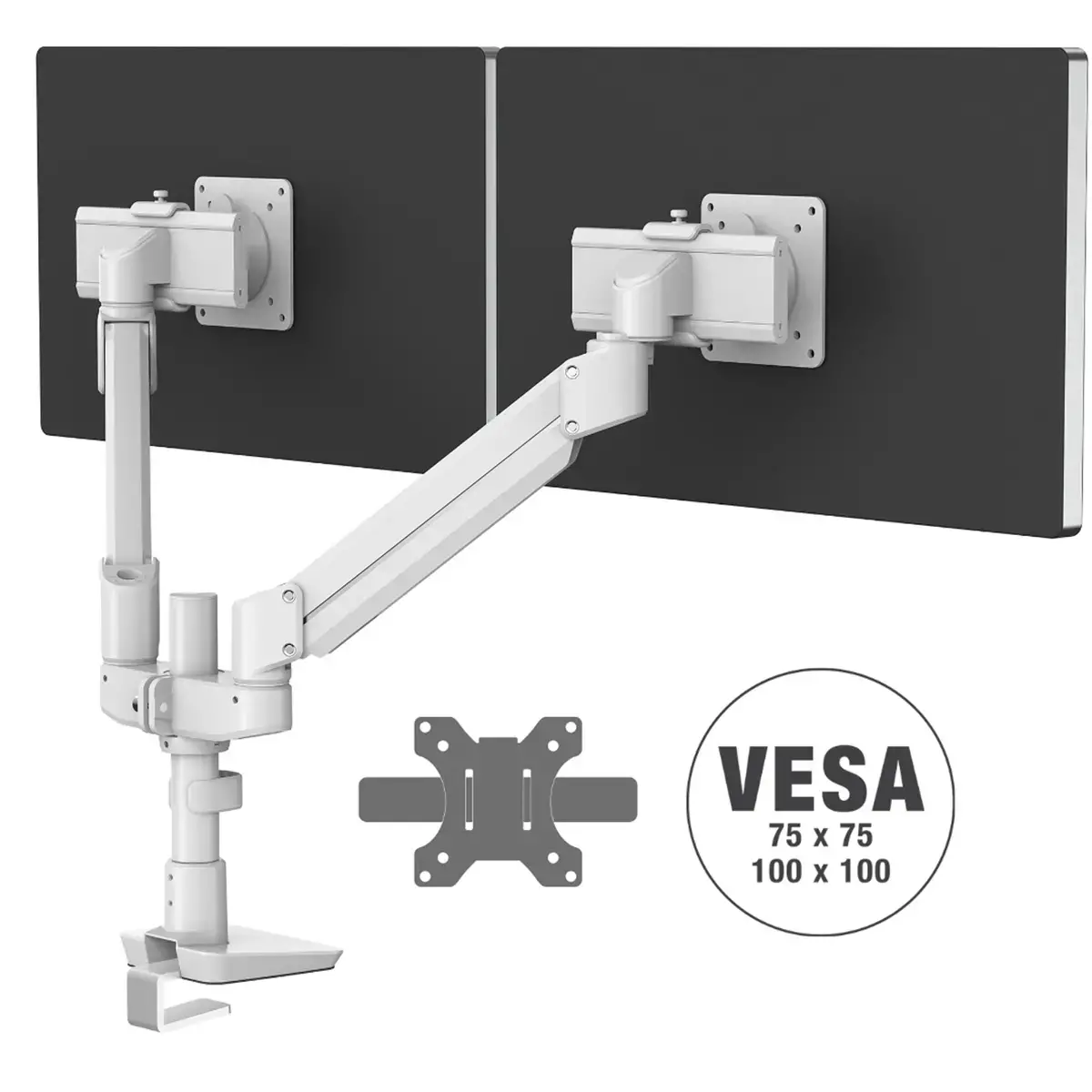 Bras porte-&eacute;cran Top Mount Tallo compact - Double - Blanc - Fellowes photo du produit