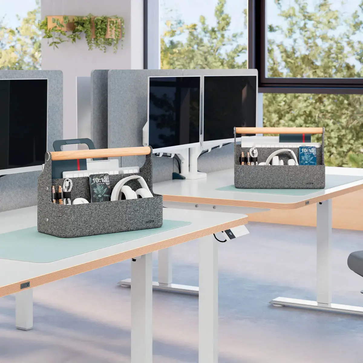 Organiseur de bureau portable Leitz avec poignée, gris foncé photo du produit