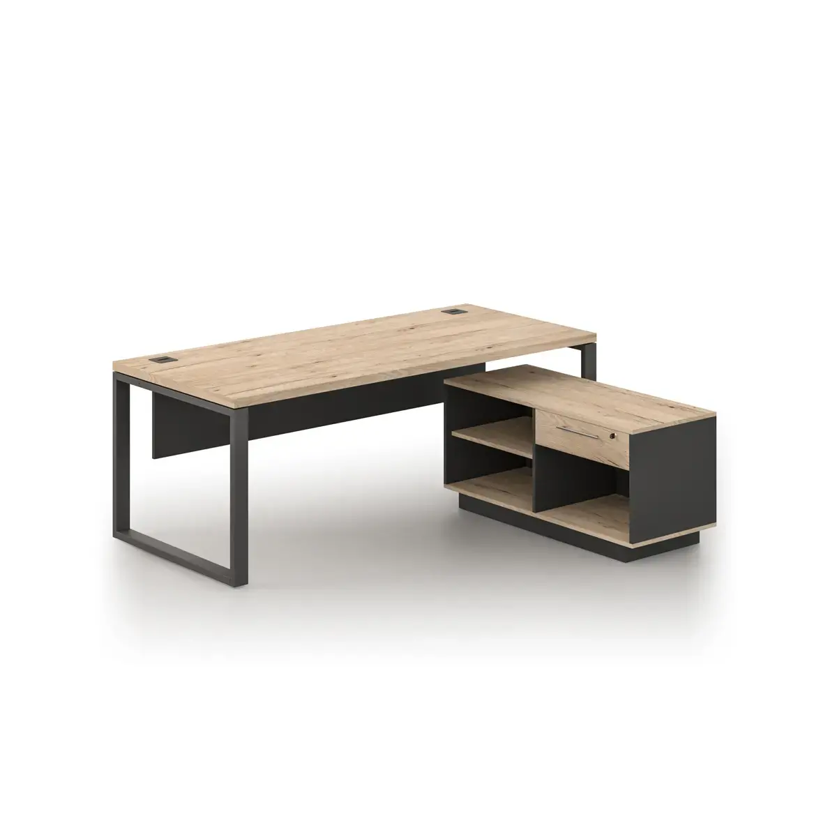 Bureau Milan - L180 - Crédence - Métal et chêne photo du produit