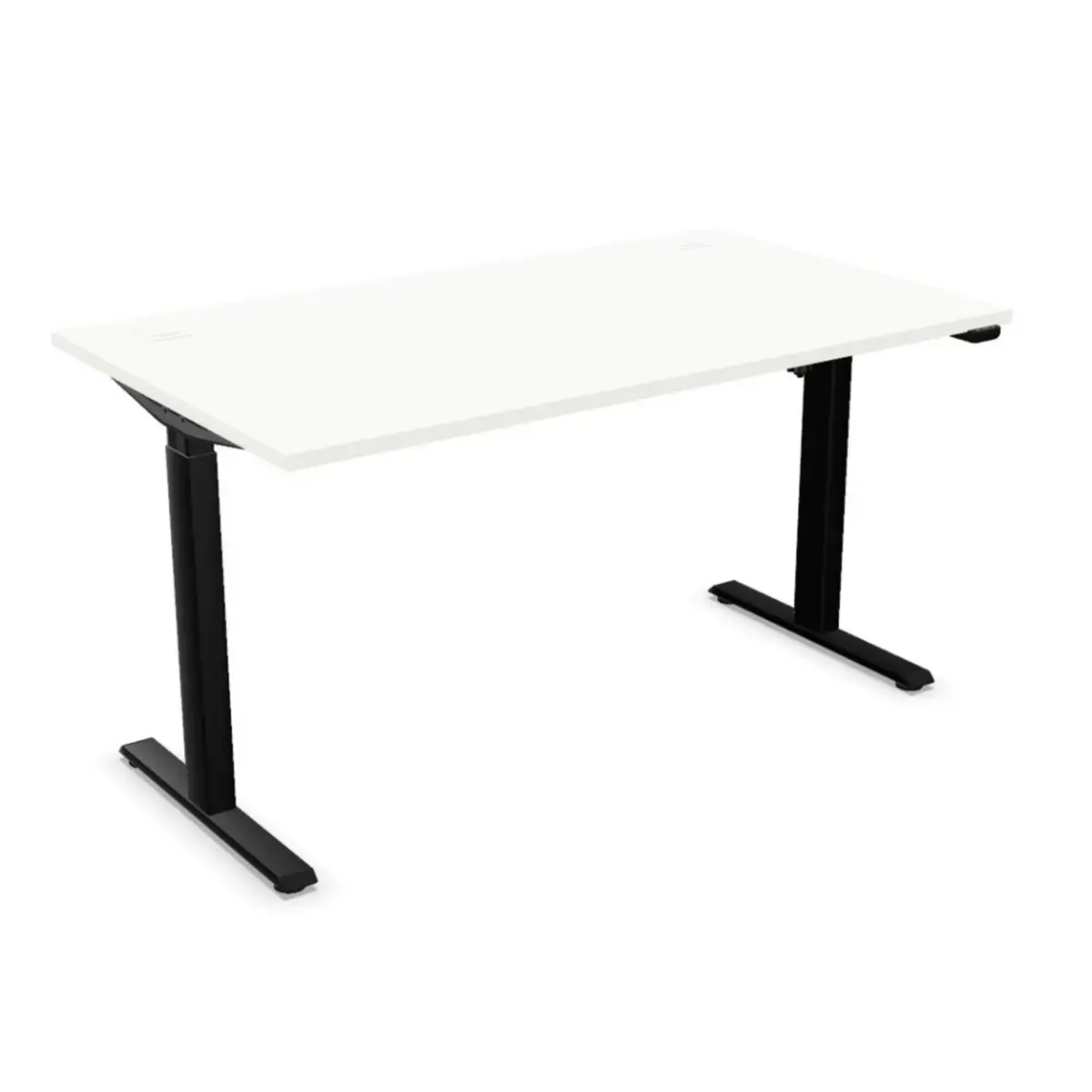 Bureau &eacute;lectrique Eco - 120 x 60 cm - Pieds noirs et plateau blanc - Livr&eacute; mont&eacute; photo du produit