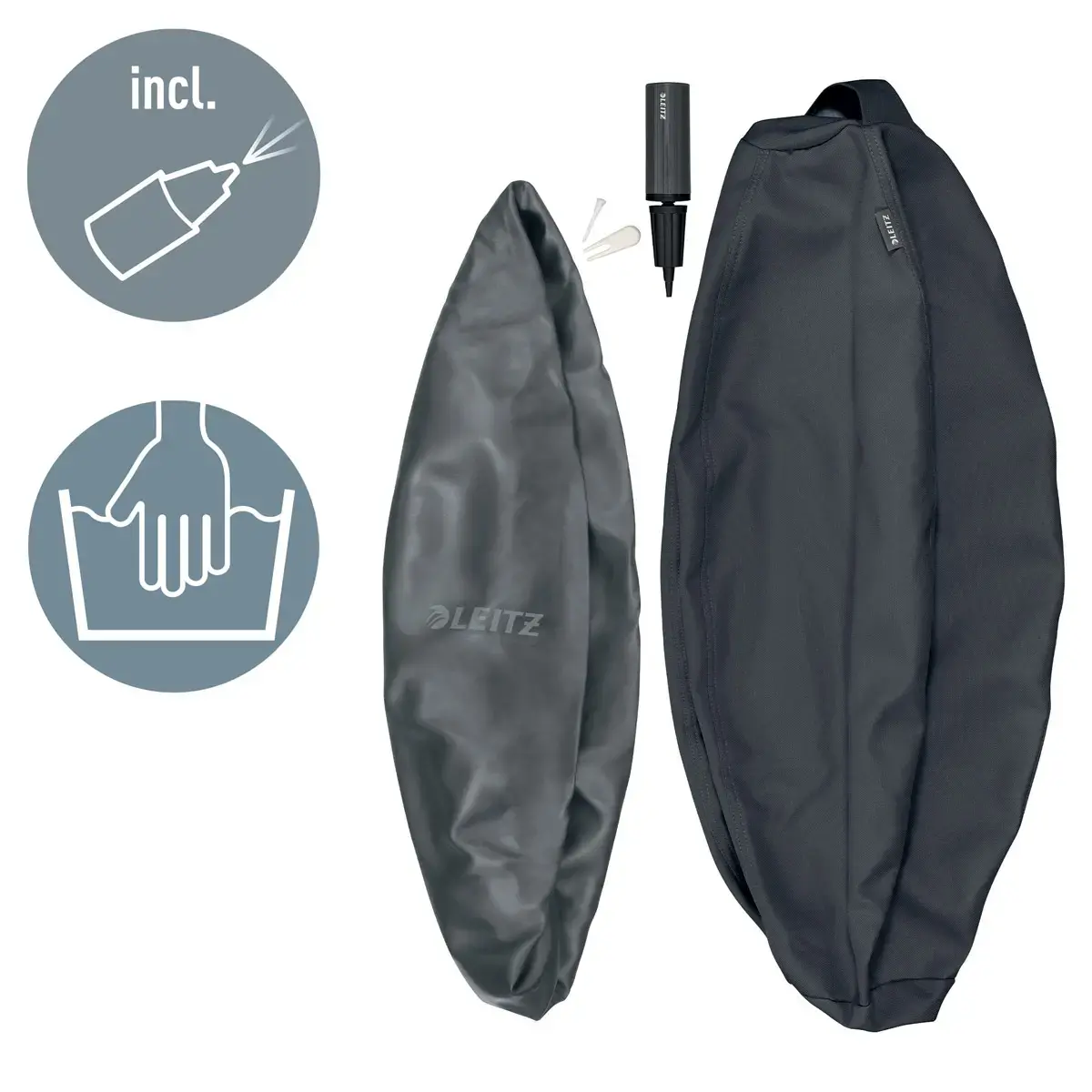 Ballon lest&eacute; assise ergonomique - Diam&egrave;tre 75 cm - Gris - Leitz photo du produit