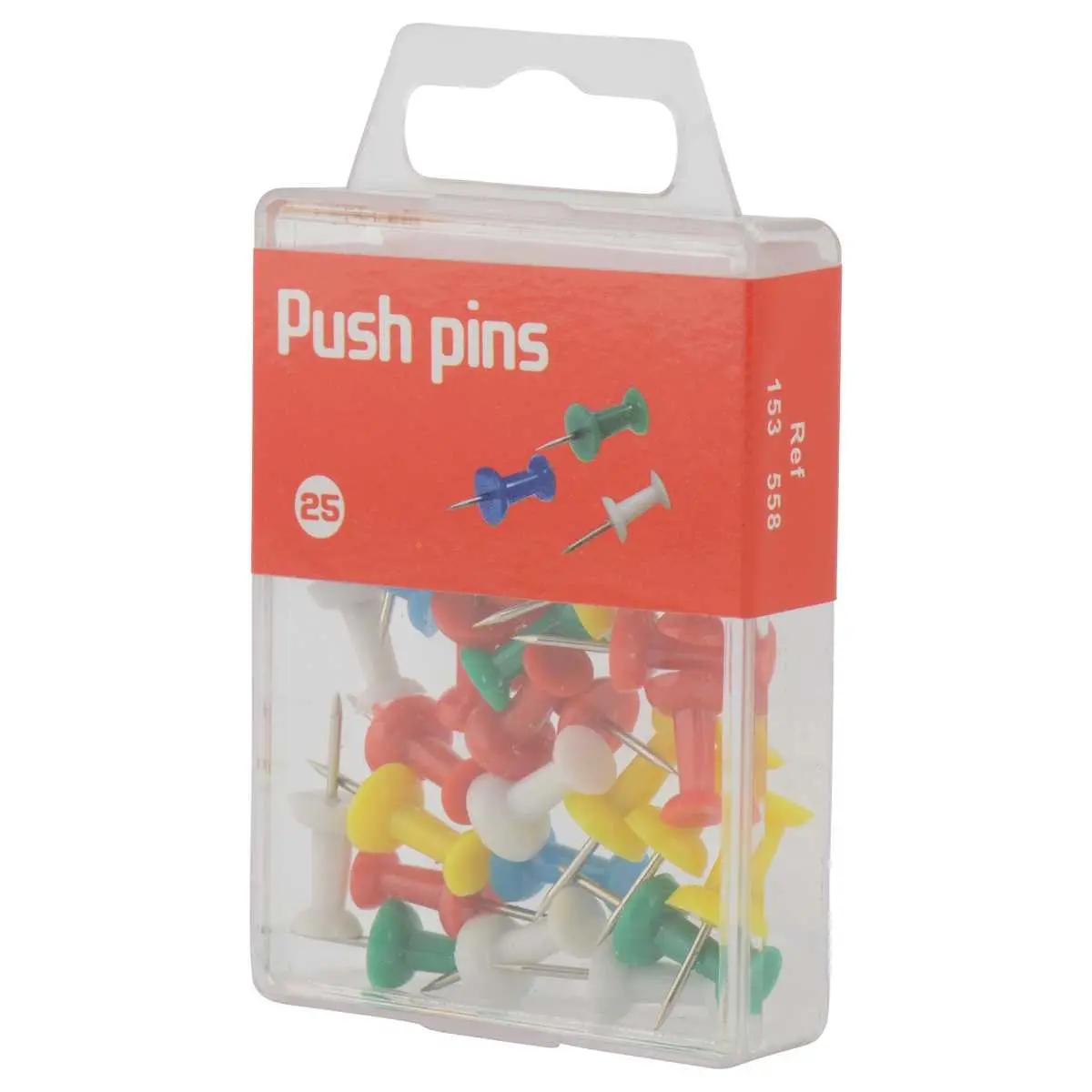 25 Punaises de bureau Push Pins colorées tête bobine photo du produit