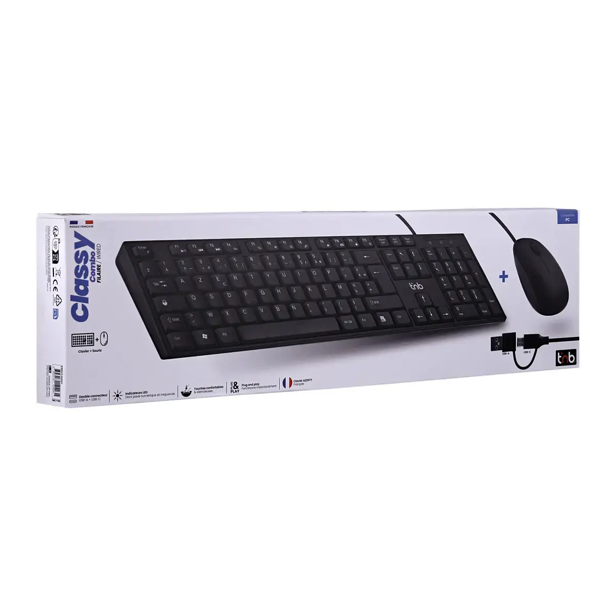 Pack clavier + souris filaires - Noir - T'nB photo du produit