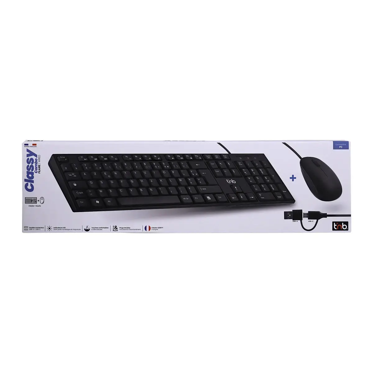 Pack clavier + souris filaires - Noir - T'nB photo du produit