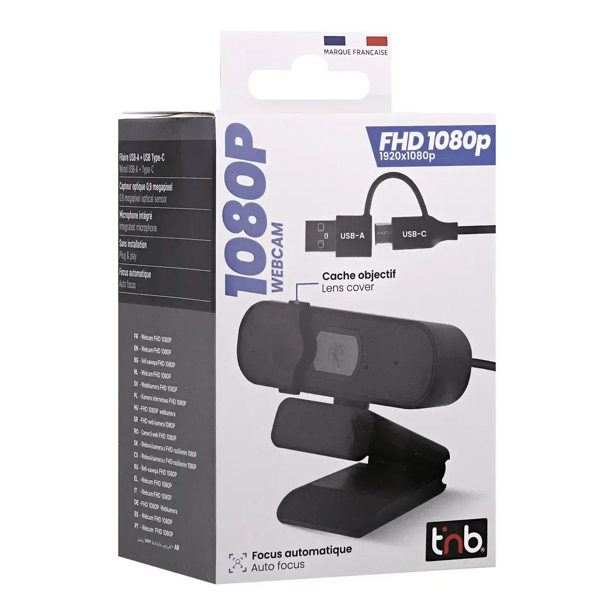 Webcam - 1080p - Micro intégré - Noir - T'nb photo du produit