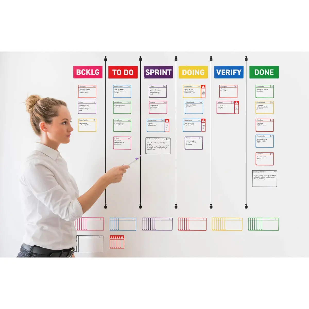 Cartes magnétiques pour tableau Scrum - 6 colonnes - Djois photo du produit