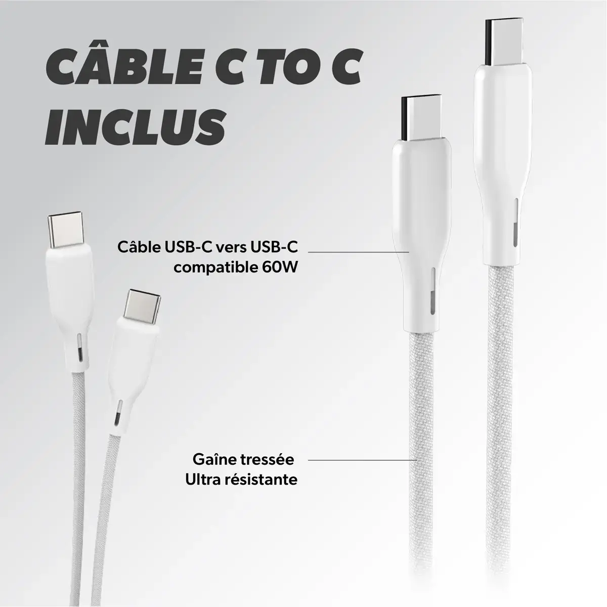 Chargeur USB-C - 30W - Blanc - T'nB photo du produit