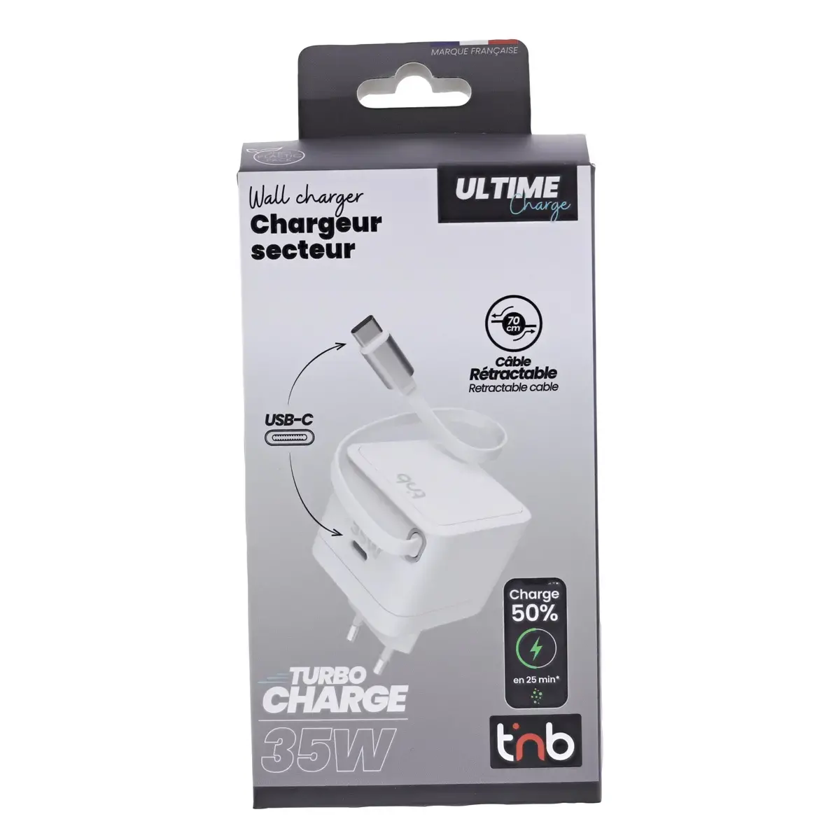 Chargeur USB-C - 35W - Blanc - T'nB photo du produit
