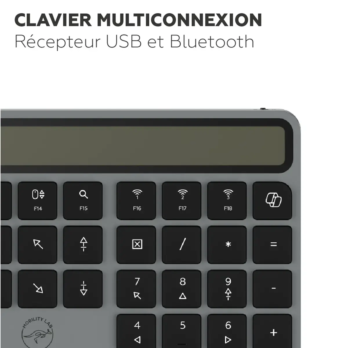 Clavier solaire - Sans fil - Azerty - Noir - Mobility Lab photo du produit