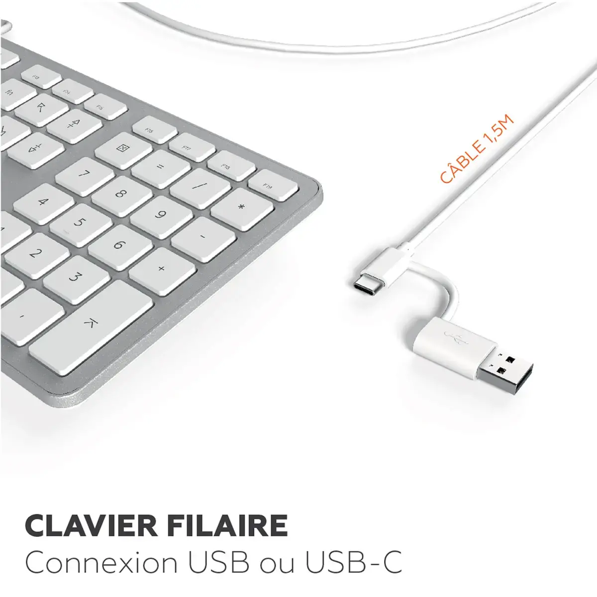 Clavier filaire - Blanc - Mobility Lab photo du produit