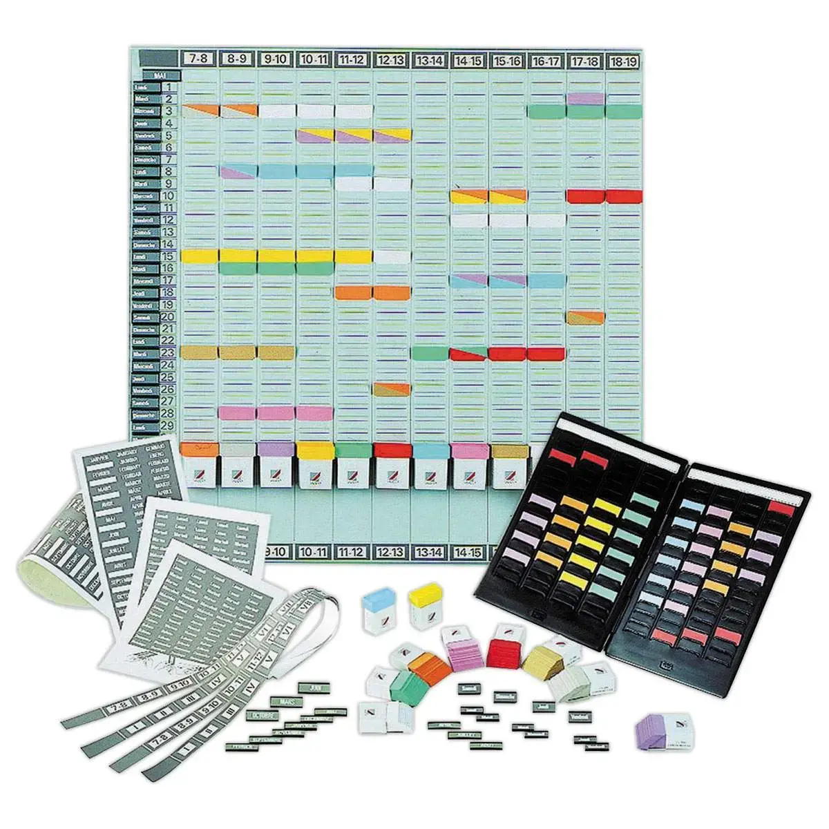 Kit de planning annuel &agrave; fiche T - 12 colonnes - 32 fentes - NOBO photo du produit