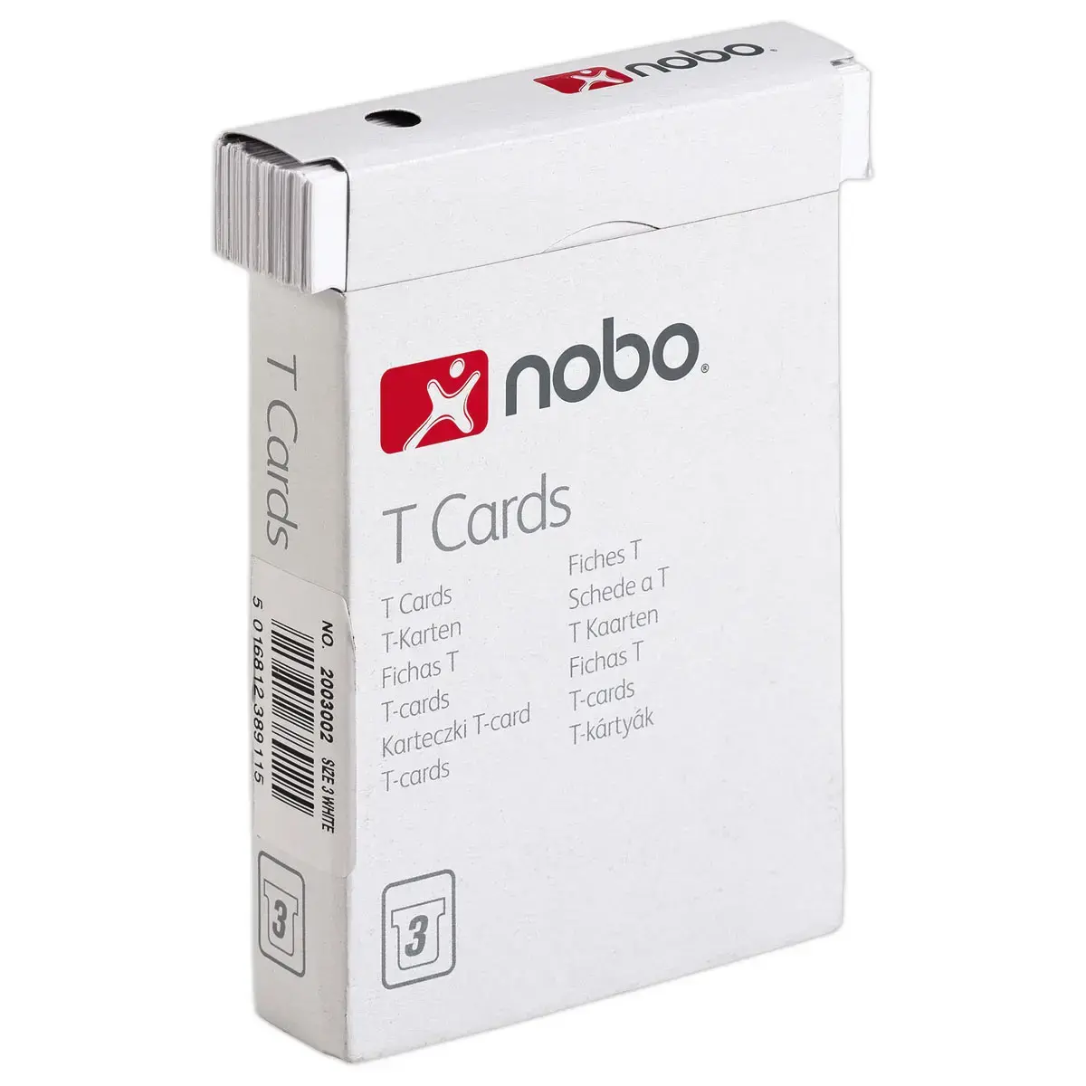 100 Fiches T pour planning - Taille 3 - Blanc - Nobo photo du produit