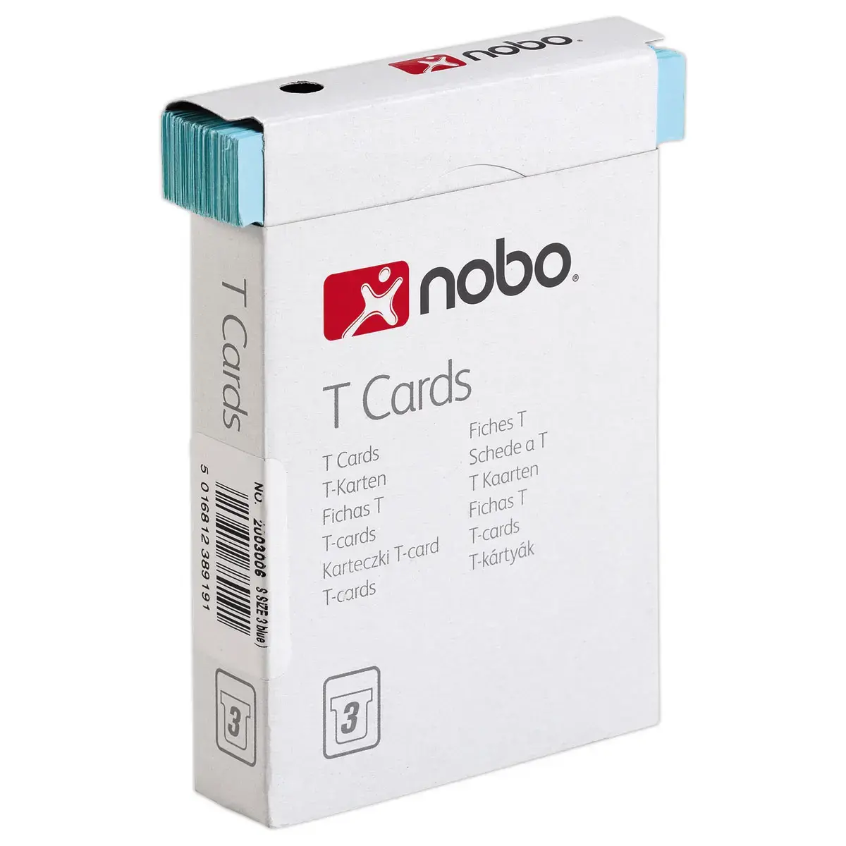 100 Fiches T pour planning - Taille 3 - Bleu clair - Nobo photo du produit