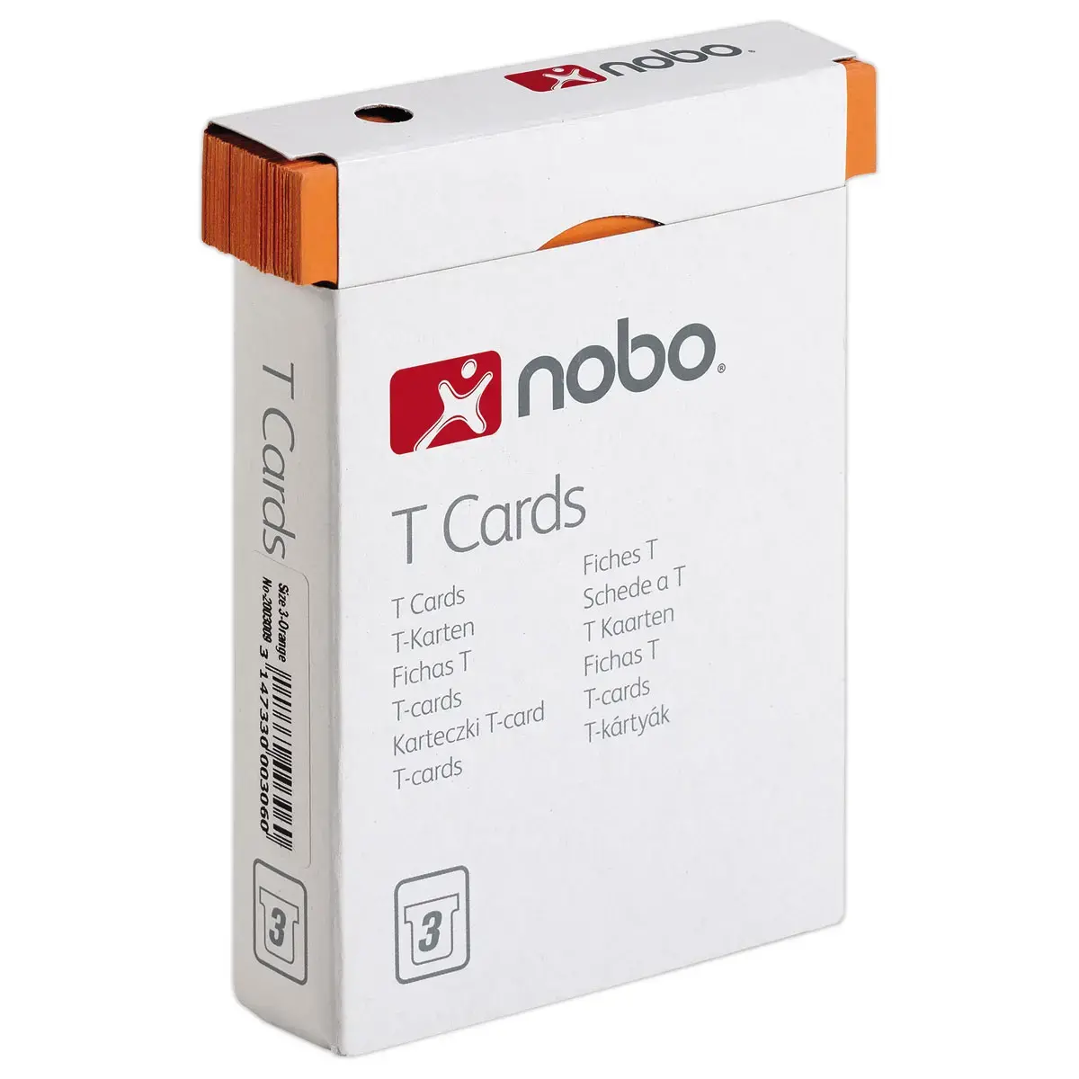 100 Fiches T pour planning - Taille 3 - Orange - Nobo photo du produit
