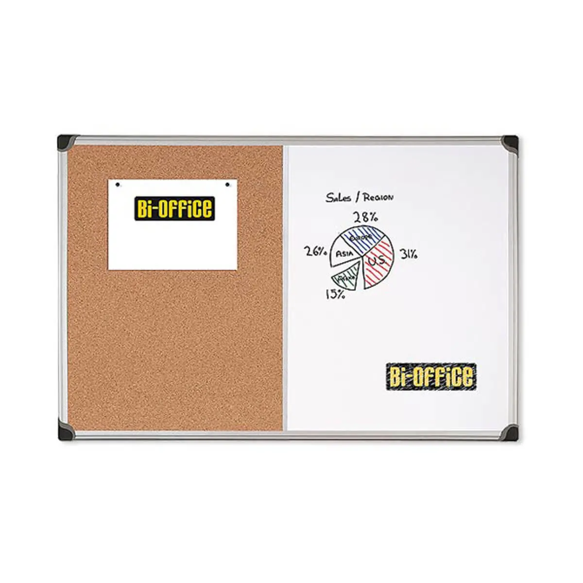 Tableau double fonction liège/laqué - 60 x 90 cm - BI-OFFICE photo du produit