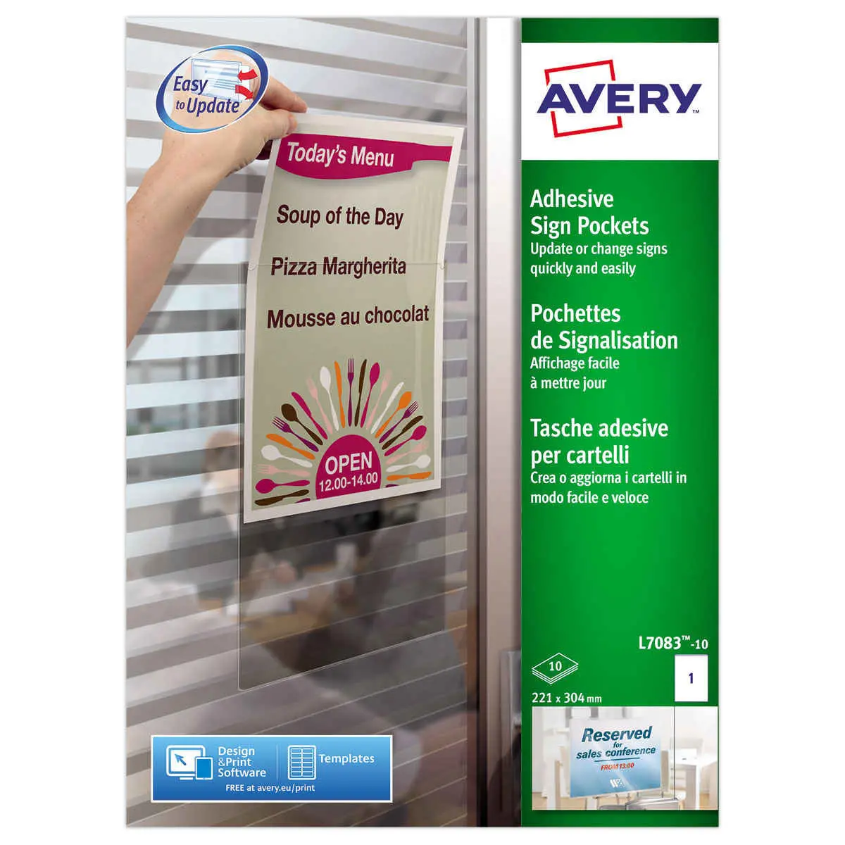 10 Pochettes d'affichage adhésives A4 AVERY photo du produit