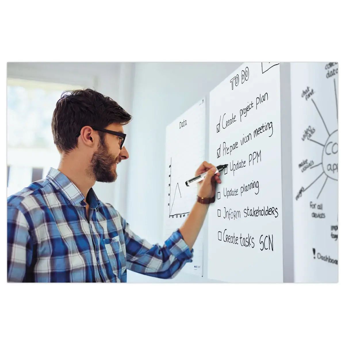 Rouleau 25 feuilles électrostatiques Magic Chart - Quadrillage - 60 x 80 cm - LEGAMASTER photo du produit