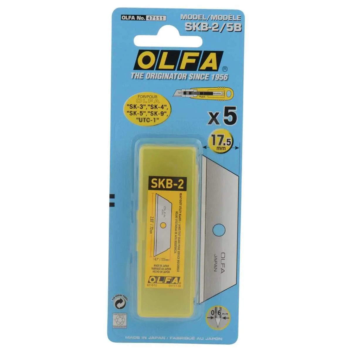 Etui de 5 lames trapézoïdales pour cutter - 17,5 mm - OLFA photo du produit