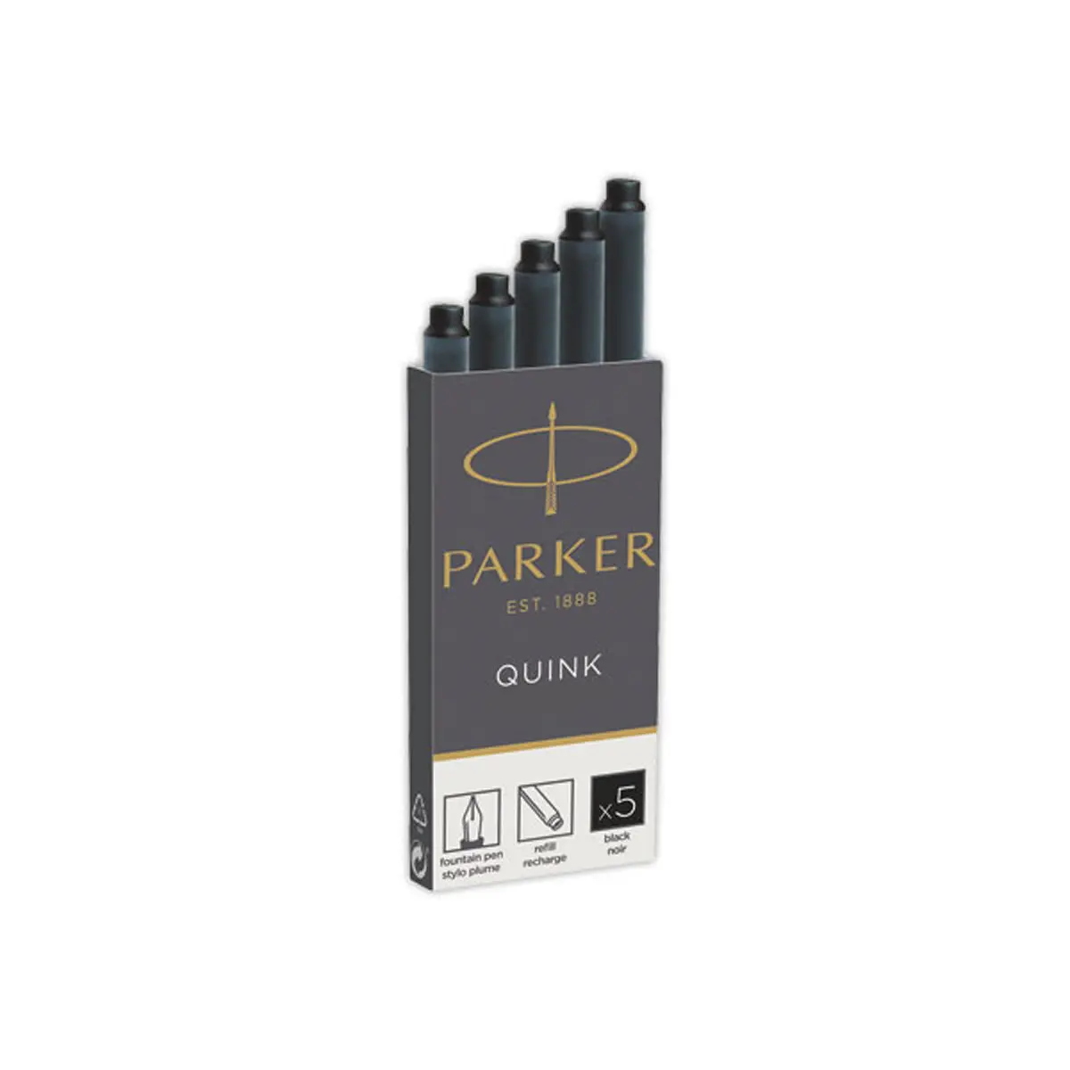 5 Cartouches d'encre Parker Quinck pour Stylo plume - Noir photo du produit