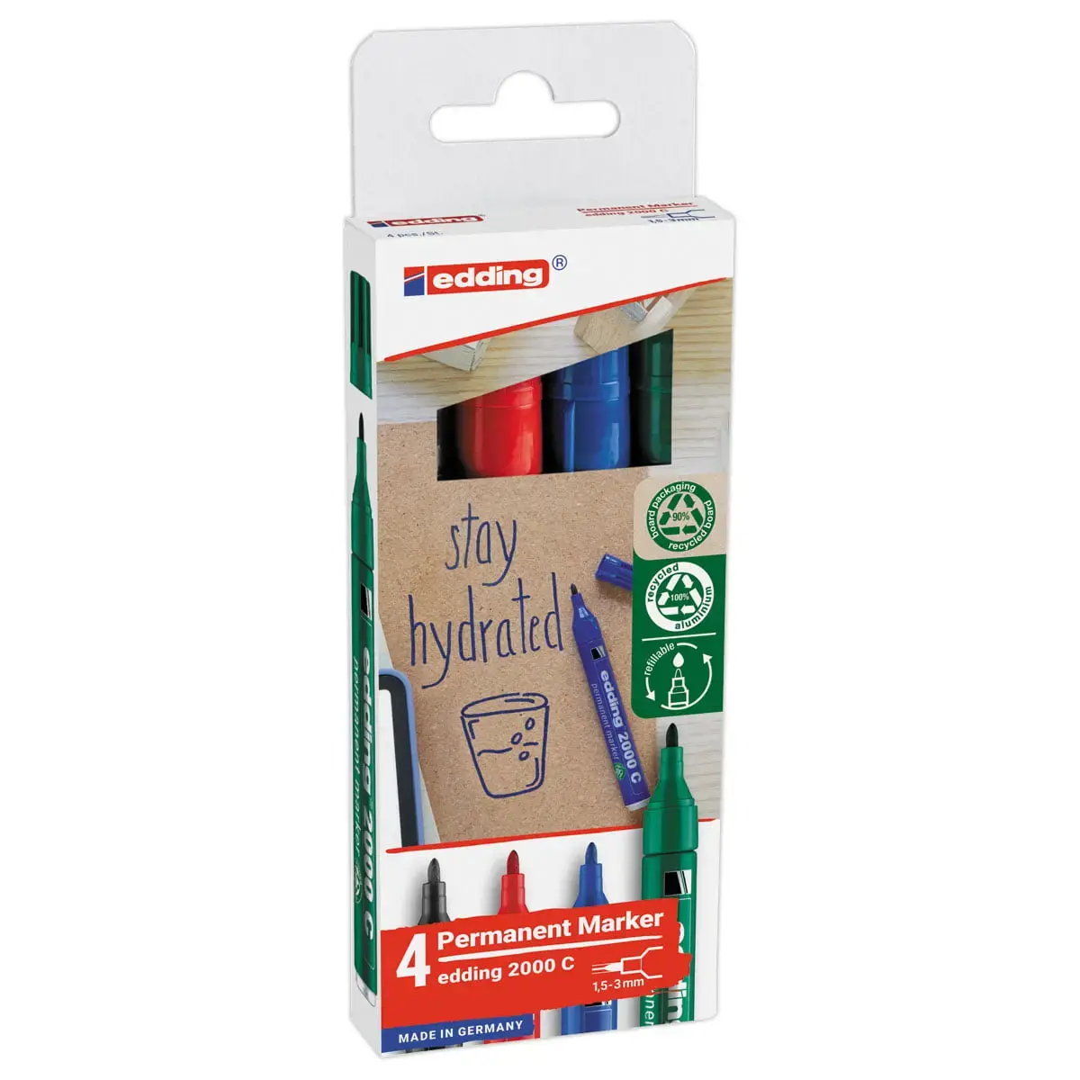 4 Marqueurs permanents 2000 - coloris assortis - EDDING photo du produit
