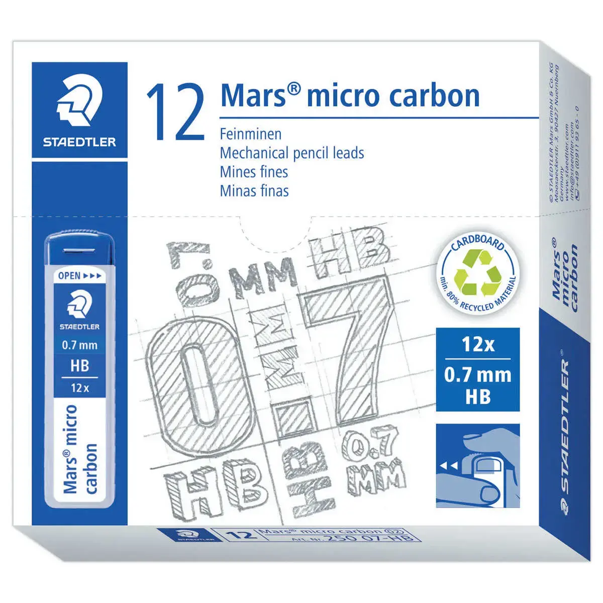 Mines HB pour portemine rechargeable Mars micro carbon 250- Staedtler photo du produit