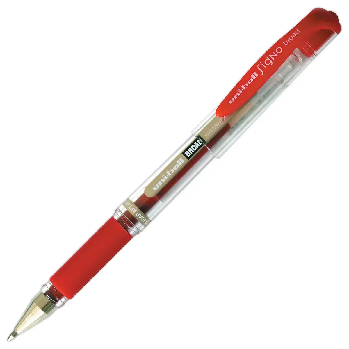 Stylo bille gel Signo Broad - &Eacute;criture large - Rouge - UNI-BALL photo du produit