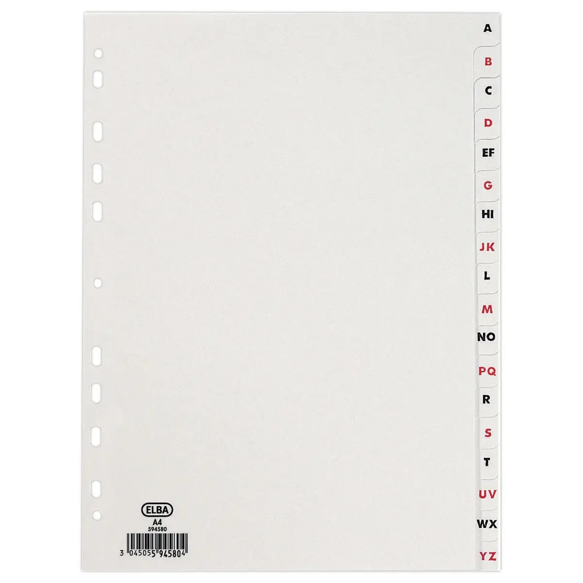 Jeu d'intercalaires alphab&eacute;tiques ELBA - Carte blanche 180 g - A4 - 18 onglets bicolores photo du produit