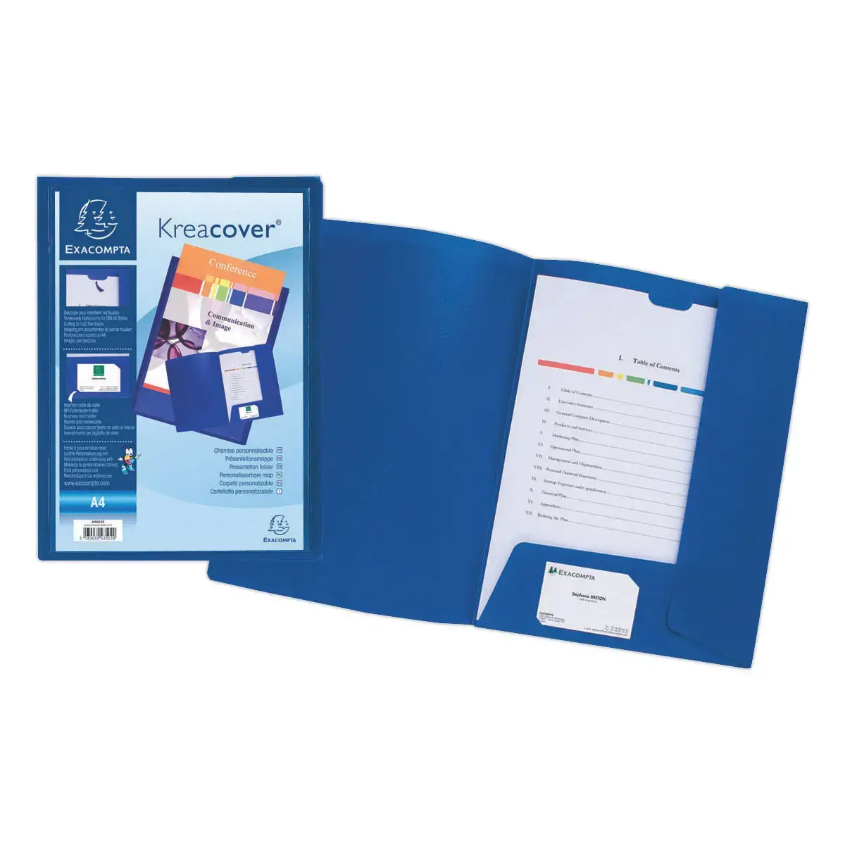 10 Chemises personnalisables 2 rabats - Kreacover Exacompta - Bleu photo du produit