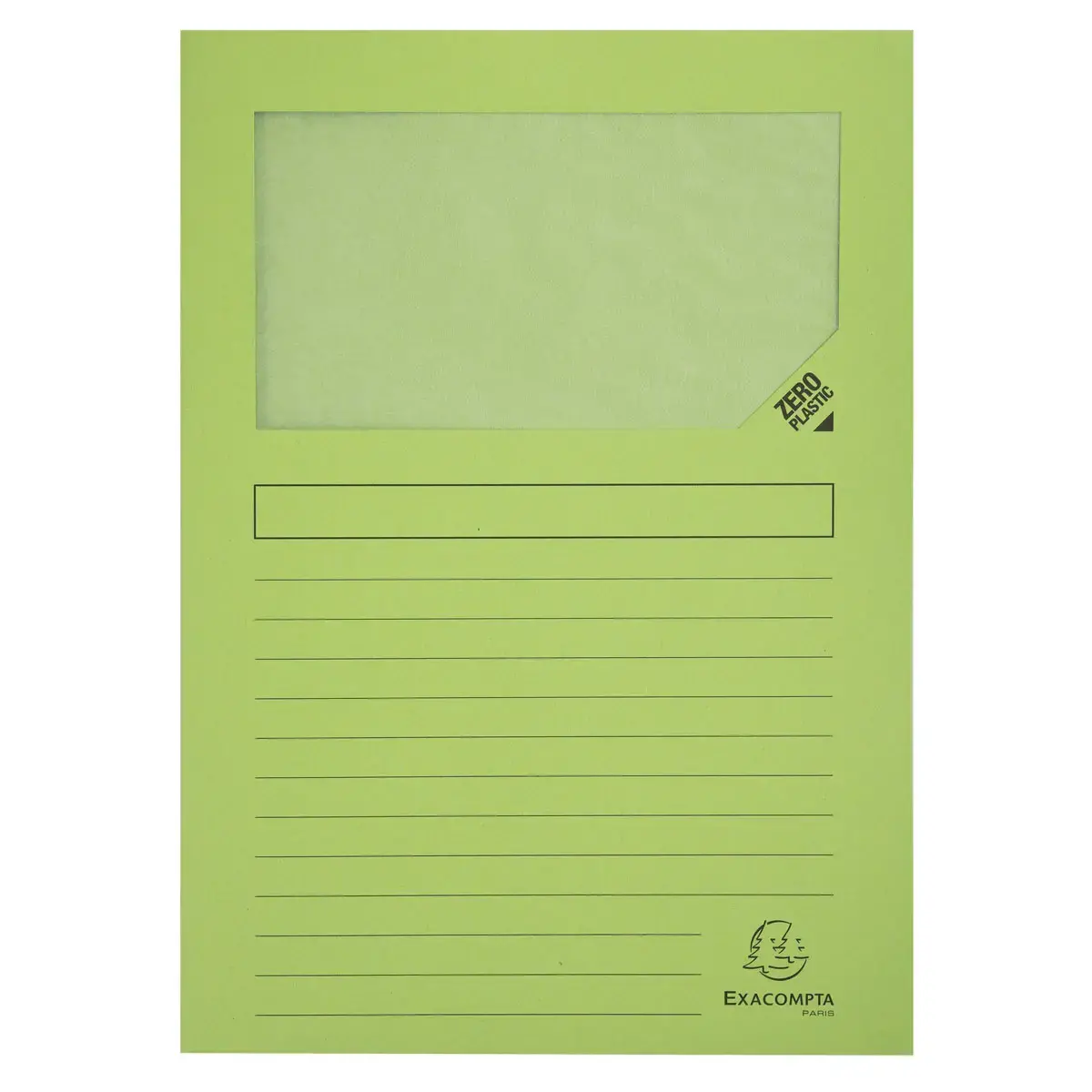 100 Pochettes coins papier &agrave; fen&ecirc;tre cristal - vert vif - Exacompta photo du produit