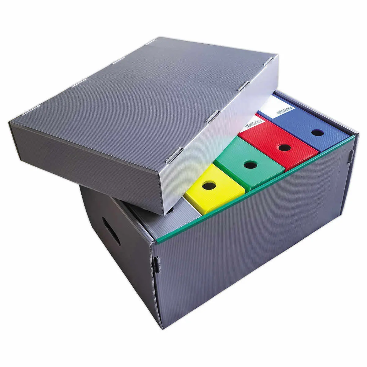 5 Containers à archives plastique - Gris - EXTENDOS photo du produit