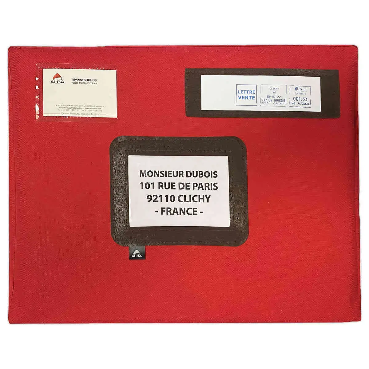 Pochette pour courrier 42*32 cm en nylon - Rouge - ALBA photo du produit