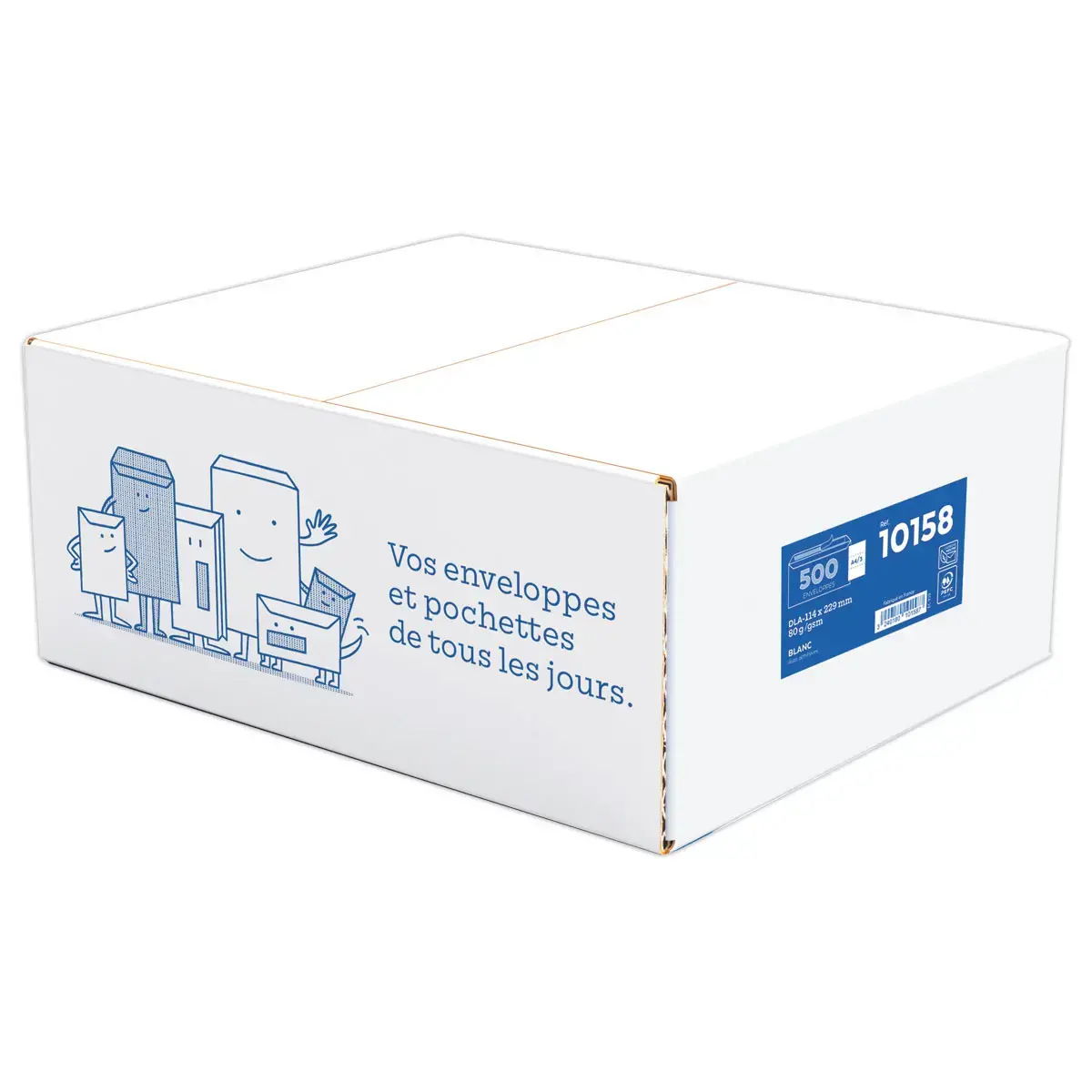 500 Enveloppes bande silicon&eacute;e blanches 114x229 mm 80g photo du produit