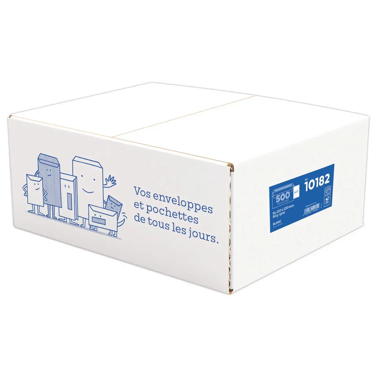 500 Enveloppes commerciales blanches DL 11x22cm photo du produit