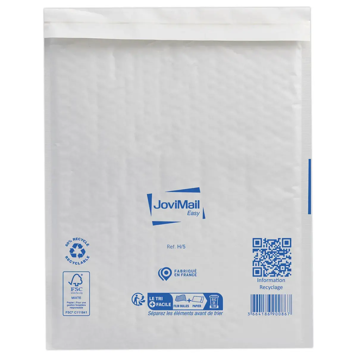 10 Pochettes matelass&eacute;es blanches &agrave; bulles d'air - 270 x 360 mm - Jovimail photo du produit