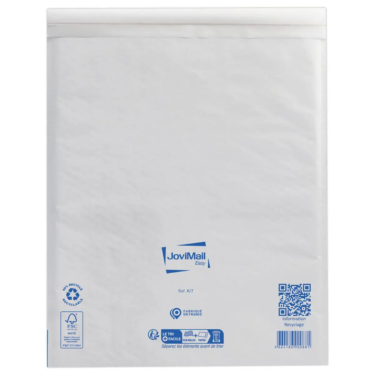 10 Pochettes matelass&eacute;es blanches &agrave; bulles d'air - 350 x 470 mm - Jovimail photo du produit