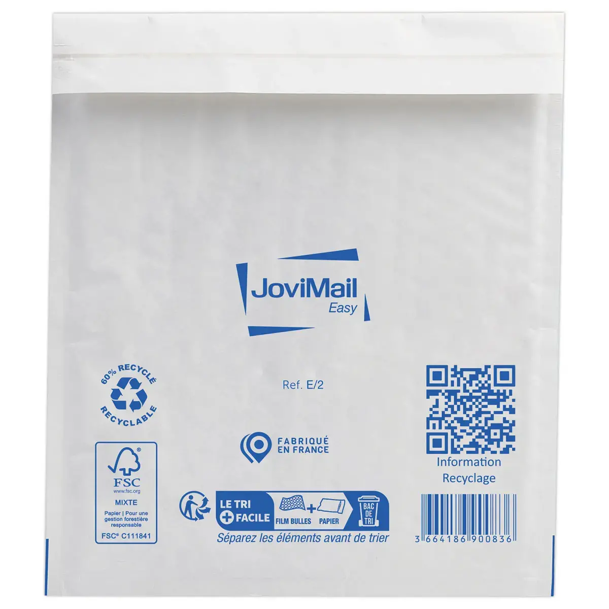 100 Pochettes matelass&eacute;es &agrave; bulles d'air blanches Sealed Air -  220 x 260 mm - Jovimail photo du produit