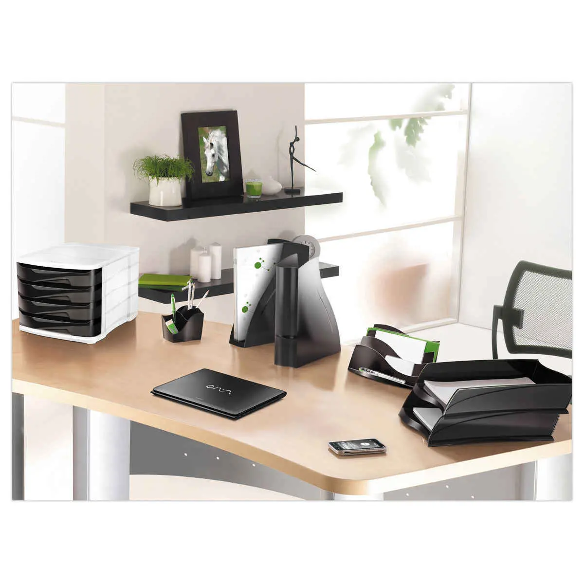 Multipot 4 compartiments Ellypse - Noir recyclé - CEP photo du produit