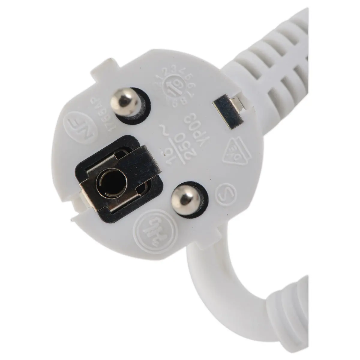 Multiprise 5 prises avec 2 prises de charge USB et fiche plate, avec  interrupteur (multiprise avec protection tactile accrue) 3 m Blanc