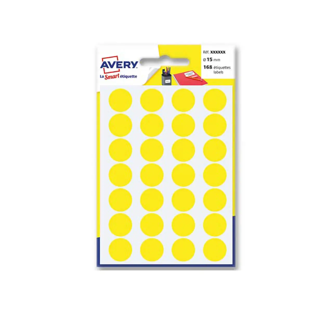 Pastilles adh&eacute;sives permanentes - &Oslash; 1.5 cm - Jaune - Avery photo du produit