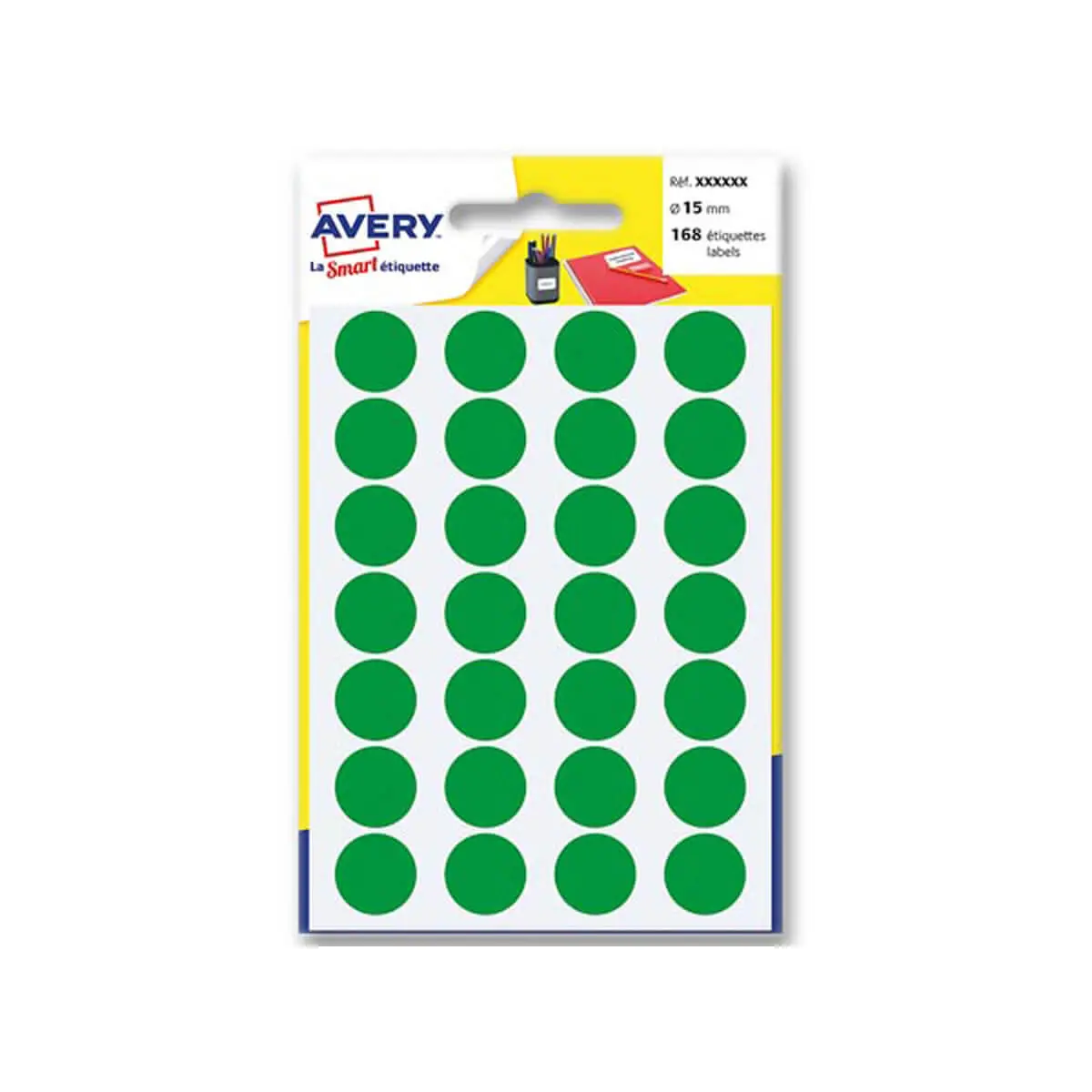 Pastilles adhésives gommettes permanentes Ø 1.5 cm - Vert - AVERY photo du produit