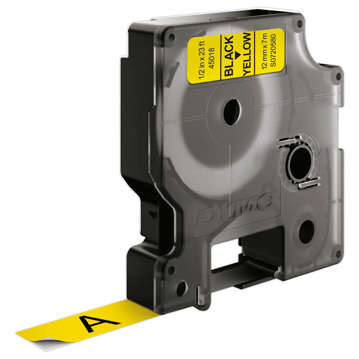 Ruban pour titreuse D1 - 7 m x 12 mm - Texte noir sur fond jaune  - DYMO photo du produit