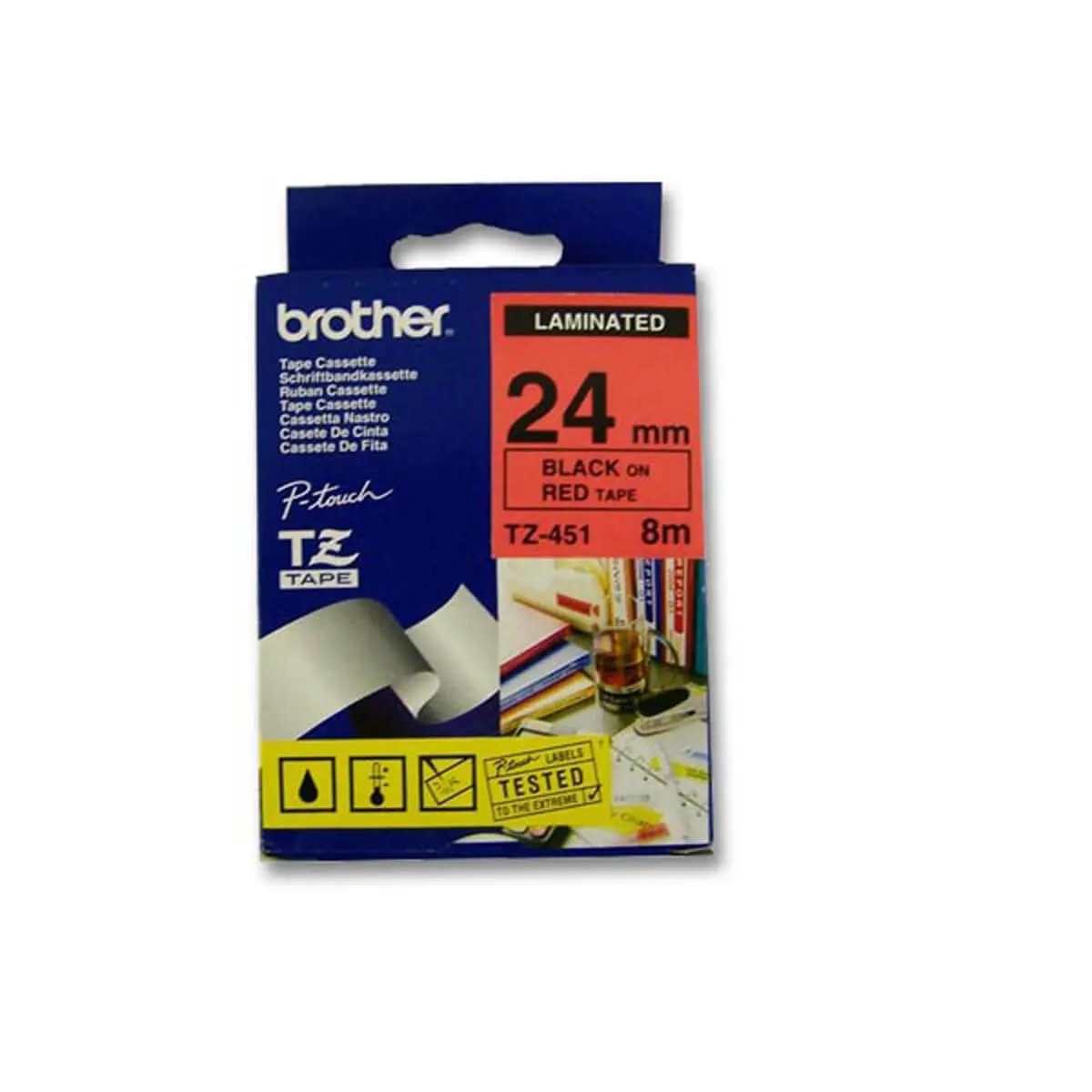 Ruban pour titreuse Brother TZ 24mm - noir/rouge - TZE451 photo du produit